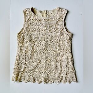 Adiva  Cream Lace Sleeveless Top